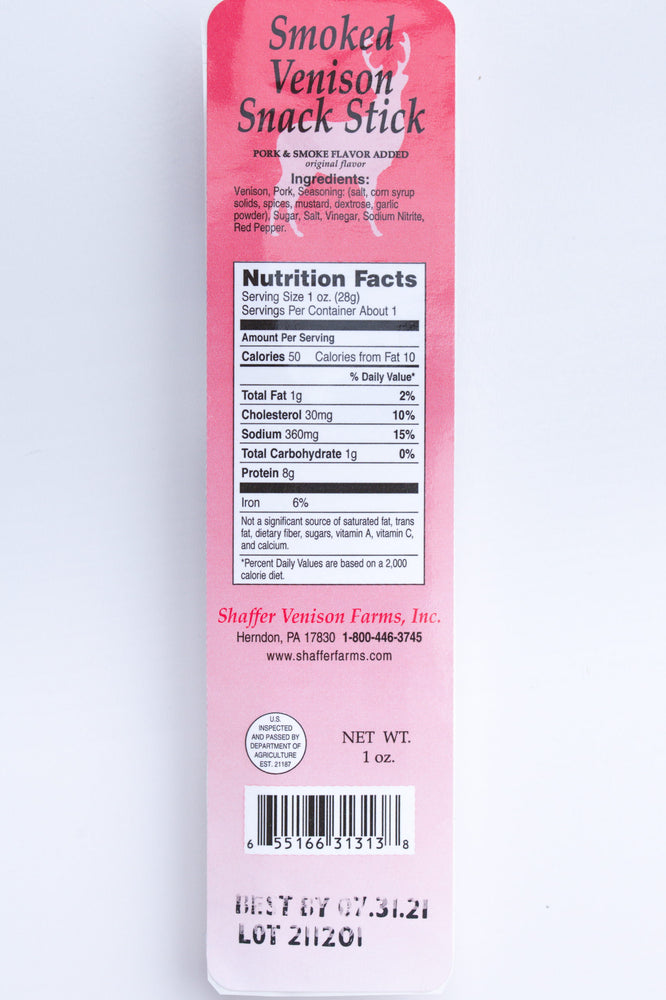 Individual Packaged Original Venison Snack Stick
