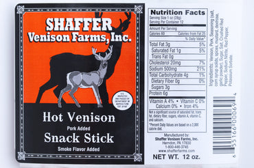 HOT Venison Snack Stick 12 oz Pack (12/pack)